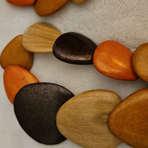 Vintage Tagua Nut Geometric Mod Statement Necklace - Picture 3 of 8